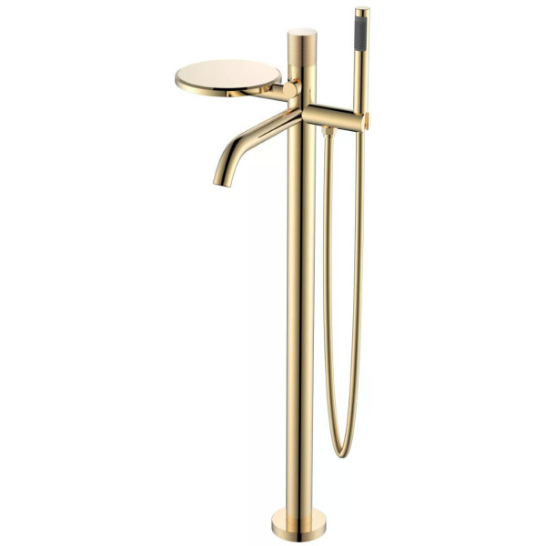 Смеситель напольный Boheme Stick золотой с душевым комплектом (129-GG.2)