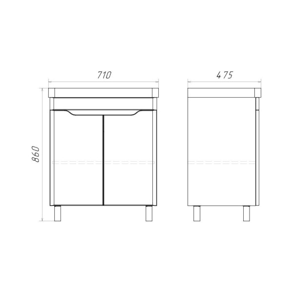Тумба напольная Comforty Двина 710x860x475 белый матовый с раковиной (00-00018366)