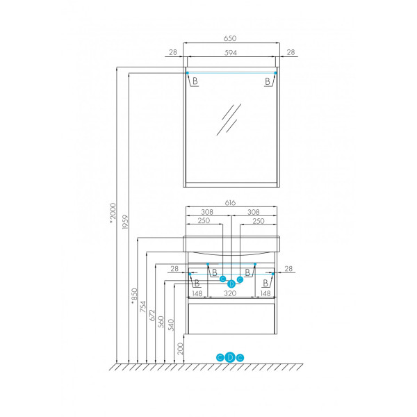 Тумба подвесная Aquaton Нортон 616x357x554 белый, дуб эндгрейн (1.A248.8.01N.T01.0)