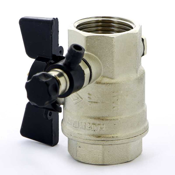 Кран Bugatti 1" шаровый с воздухоотводчиком Oregon 332 (черная бабочка) (03320017)