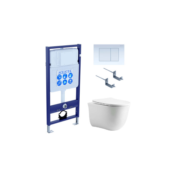 Комплект инсталляция с унитазом Aquatek Классик с клавишей смыва белая (SET AQUATEK КЛАССИК cm-009 4в1)