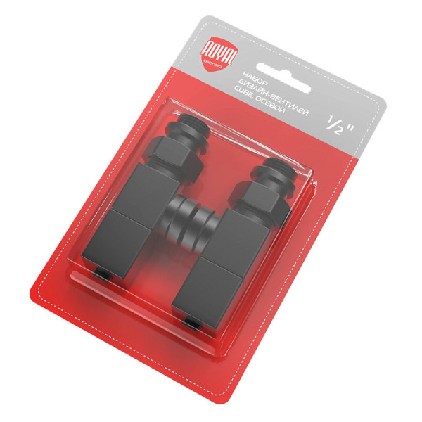 Комплект дизайн-вентилей Royal Thermo CUBE 1/2" осевой (черный) (RTE 56.0004) Комплект дизайн-вентилей Royal Thermo CUBE 1/2" осевой (черный) (RTE 56.0004)