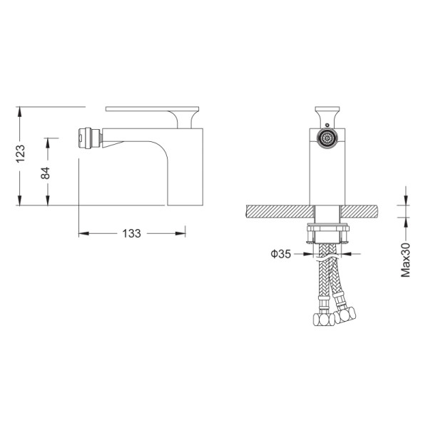 Смеситель для биде Timo Torne гибкая подводка, хром (4362/00-16F)