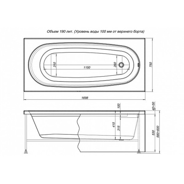 Экран фронтальный для ванны Aquanet Diana 170