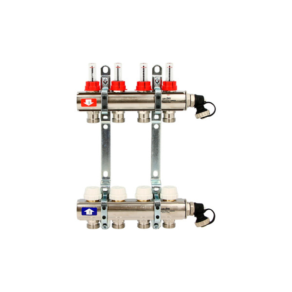 Коллекторная группа Uni-Fitt 7 отводов 1"х3/4" с расходомерами и термостатическими вентилями
