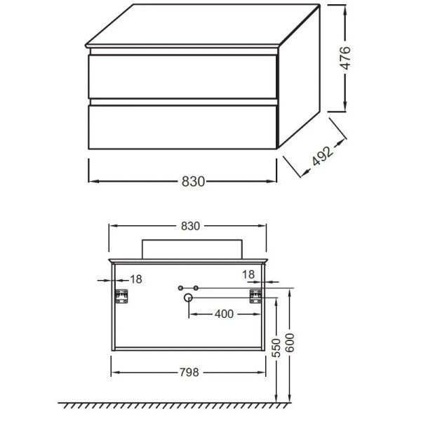 Тумба Jacob Delafon Madeleine 83 со столешницей и подсветкой, серый матовый (EB2083-J54) Тумба Jacob Delafon Madeleine 83 со столешницей и подсветкой, серый матовый (EB2083-J54)
