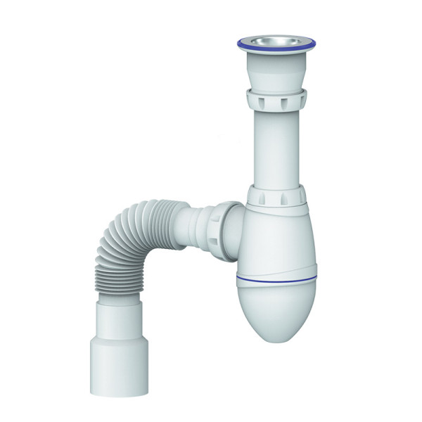 Сифон для раковины 1 1/2"x40 с прикрученным выпуском и гибким отводом 40x40/50 Unicorn А220 Сифон для раковины 1 1/2"x40 с прикрученным выпуском и гибким отводом 40x40/50 Unicorn А220