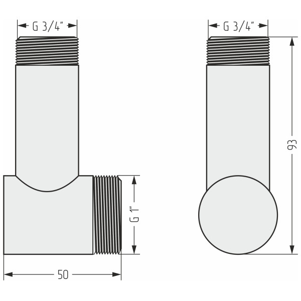 Уголок Сунержа переходной 1"x3/4" НР удл. L-60 мм матовый белый (30-1506-0134)