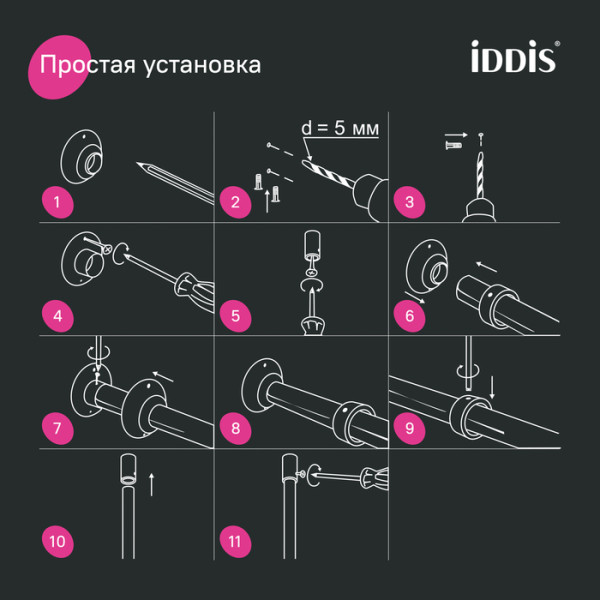 Карниз для ванны 90-180 см черный Iddis (060A200i14) Карниз для ванны 90-180 см черный Iddis (060A200i14)