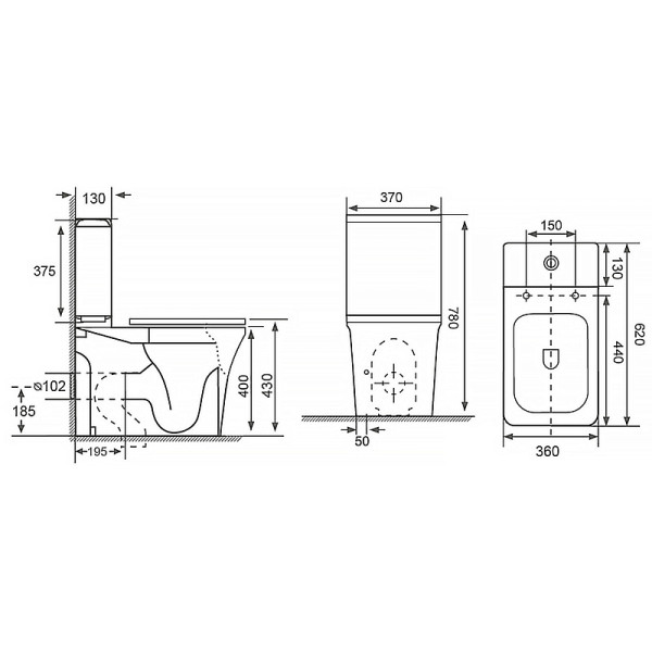 Унитаз напольный Candy безободковый с бачком и сиденьем микролифт 635x365x775 (AZ-1503B)