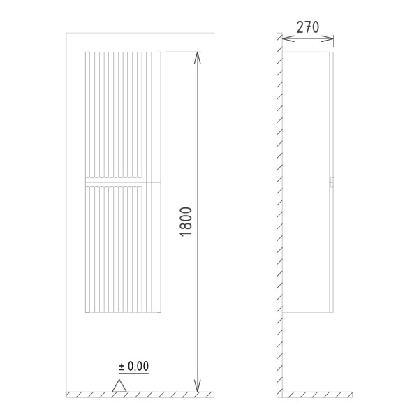 Пенал подвесной Orka Moonlight 400x270x1380 белый матовый (3001318)