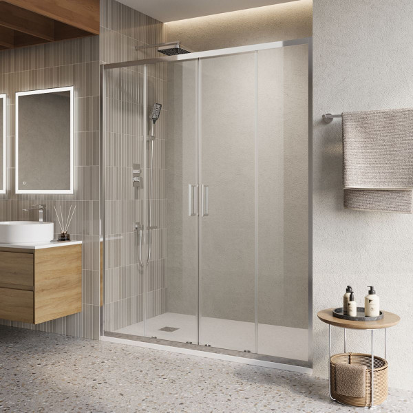Душевая дверь BelBagno Luce 160x195 стекло прозрачное, профиль хром (LUCE-BF-2-160-C-Cr)