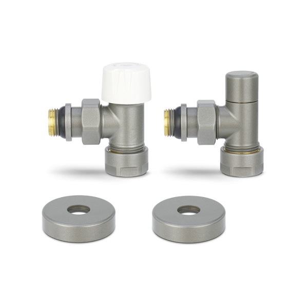 Комплект радиаторных клапанов угловой 1/2"х3/4"(18)ЕК Varmega №1 (серый) (VMDV10-310415)