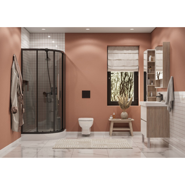 Душевой уголок Santek Вэлия 80x80x195 стекло (прозрачное, профиль черный (1WH501798)