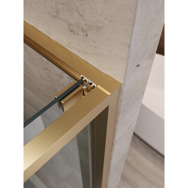 Душевая дверь Cezares Lux 90x195 стекло прозрачное, профиль брашированное золото (LUX-B-FS-1-90-C-BORO)