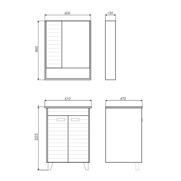 Тумба напольная Comforty Кама 610x855x470 белый глянцевый с раковиной (00-00001452)