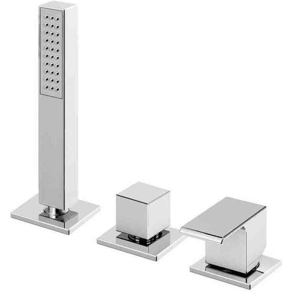 Смеситель на борт ванны Cezares Porta с выдвижным душем и переключателем, хром (PORTA-BVDM3-01)