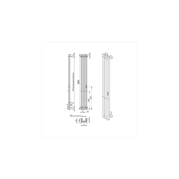 Полотенцесушитель электрический Indigo Style 3 PRO 1200x130 таймер, унив.подкл.RxL, Gun Metal (LSPRE120-13GNSRt)