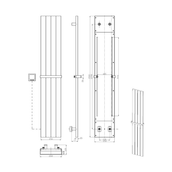 Полотенцесушитель электрический Boheme Flat 250x1500 MW (белый) (725-MW)