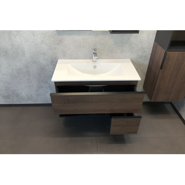 Тумба подвесная с раковиной Comforty Франкфурт 900x465x560 дуб шоколадно-коричневый (00004150657)