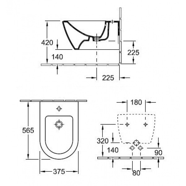 Биде подвесное Villeroy & Boch Subway 2.0 375х565х280 (54000001)