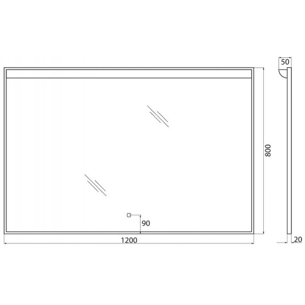 Зеркало с подсветкой BelBagno SPC-UNO 120x80 с подогревом (SPC-UNO-1200-800-TCH)