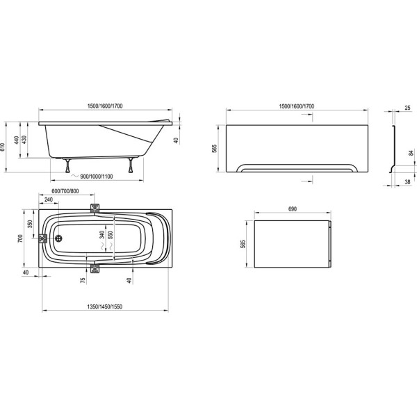 Ванна акриловая Ravak Vanda II 160x70x61 белая (CP11000000)