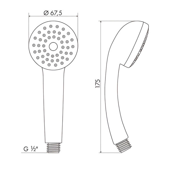 Душевая лейка Melodia 1 функция, d67.5мм, хром (MKP20571P)