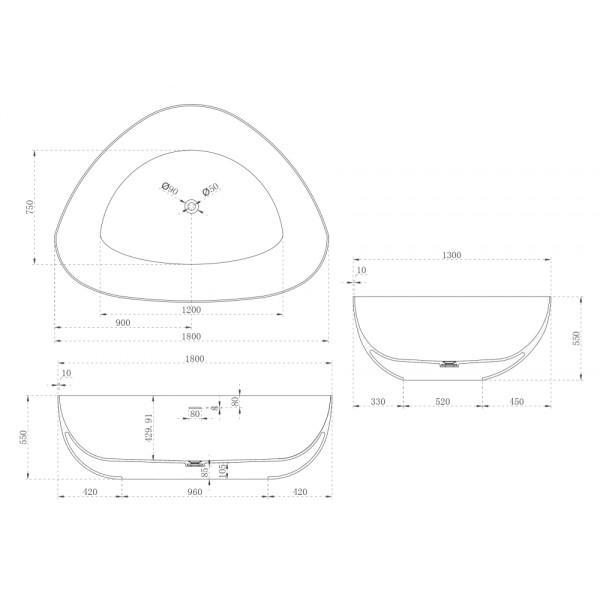 Ванна из искусственного камня Abber Stein 180x130 белая матовая (AS9608) Ванна из искусственного камня Abber Stein 180x130 белая матовая (AS9608)