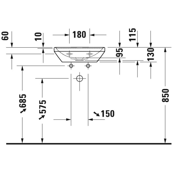 Раковина подвесная Duravit D-NEO 45*33,5 (0738450041)