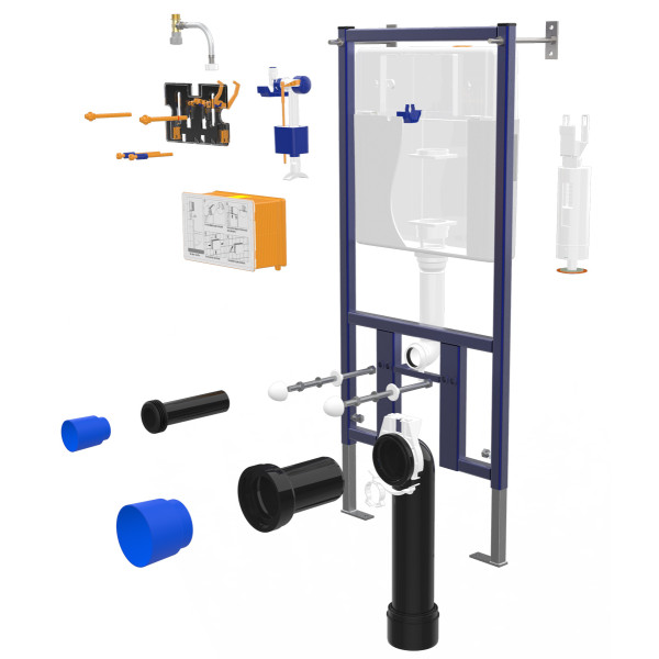 Инсталляция для подвесного унитаза Loranto + безободковый унитаз Fredo с сиденьем микролифт (4501+CS-WH8005)