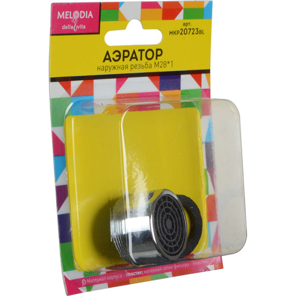 Аэратор Melodia М28x1 пластиковый нар.рез., пласт.сетка (MKP20723BL)