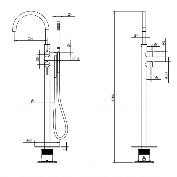 Смеситель напольный Abber Wasser Kreis 316 золото брашированное (AF8115BG)