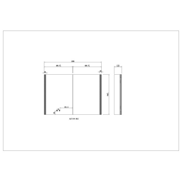 Шкаф зеркальный алюминиевый Aquatek с подсветкой 1000x700x133 антизапотевание (AQ7109-MLC)