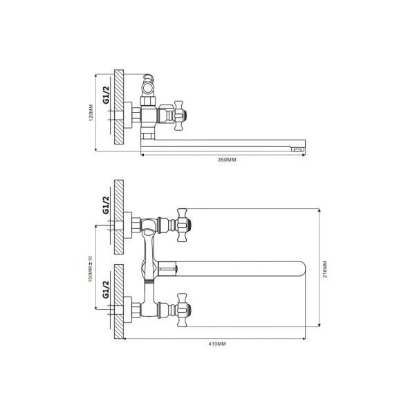 Смеситель для ванны и душа Maxonor (MN2224)