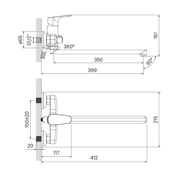 Смеситель для ванны и душа Iddis Zodiac с душевым комплектом (ZODSBL2i10)