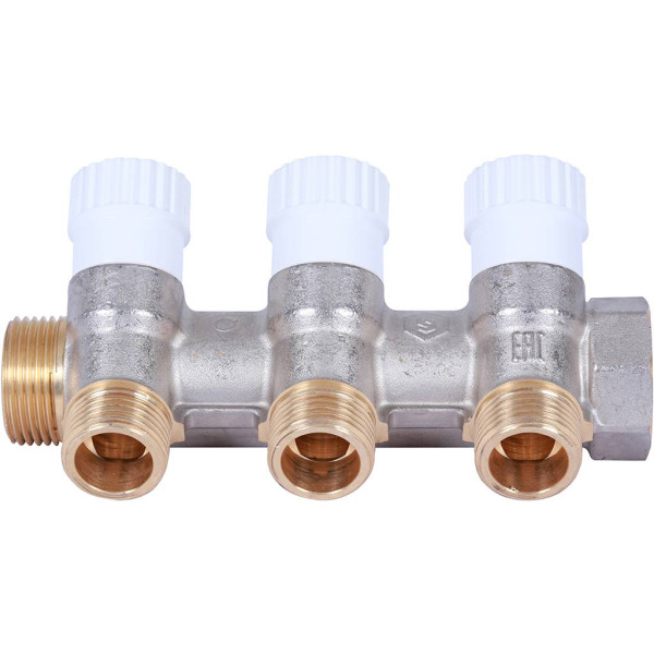 Коллектор 3 отвода регулируемый 1"x1/2" Stout (никель) (SMB-6852-011203) Коллектор 3 отвода регулируемый 1"x1/2" Stout (никель) (SMB-6852-011203)
