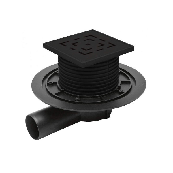 Трап MCH с боковым сливом универсальный DN50 решетка нерж. LABYRINTH 122х122 (г/з+с/з) черный