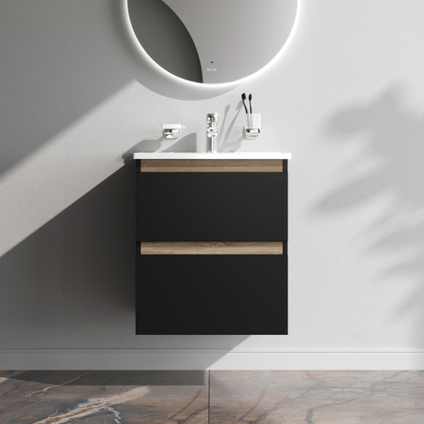 Тумба подвесная AM.PM X-Joy 55x60 2 ящика, черный матовый (M85AFHX0552BM) Тумба подвесная AM.PM X-Joy 55x60 2 ящика, черный матовый (M85AFHX0552BM)