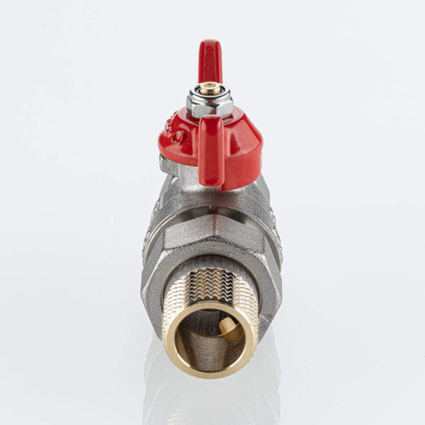Кран 1" шаровый со сгоном Valtec Base-ГОСТ (красная бабочка) VT.227S.N.06