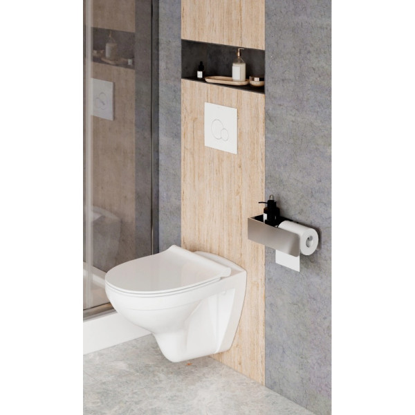 Комплект инсталляция с унитазом и клавишей Santek Бореаль rimless с тонким сиденьем с клавишей белой (1WH501832)