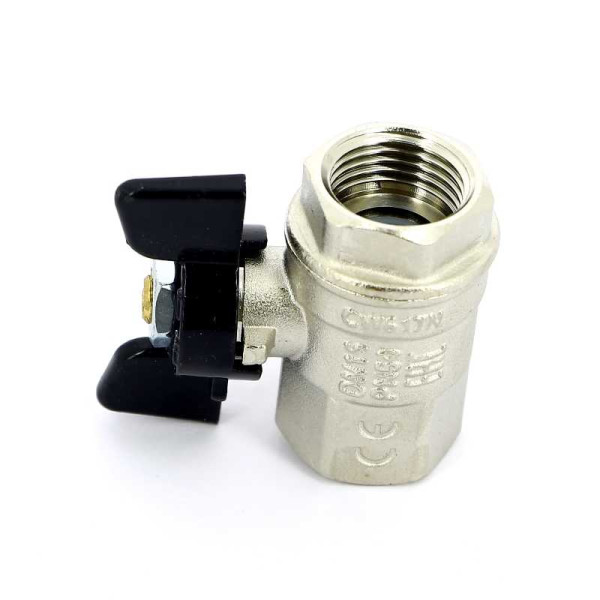 Кран Bugatti 1/2" ВВ шаровый New Jersey 912 (черная бабочка) (09120004)