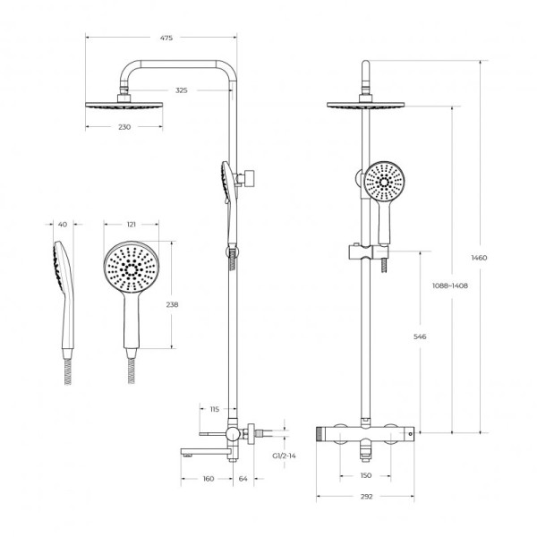Система душевая Cezares Relax брашированное золото матовый (RELAX-CVD-BORO)