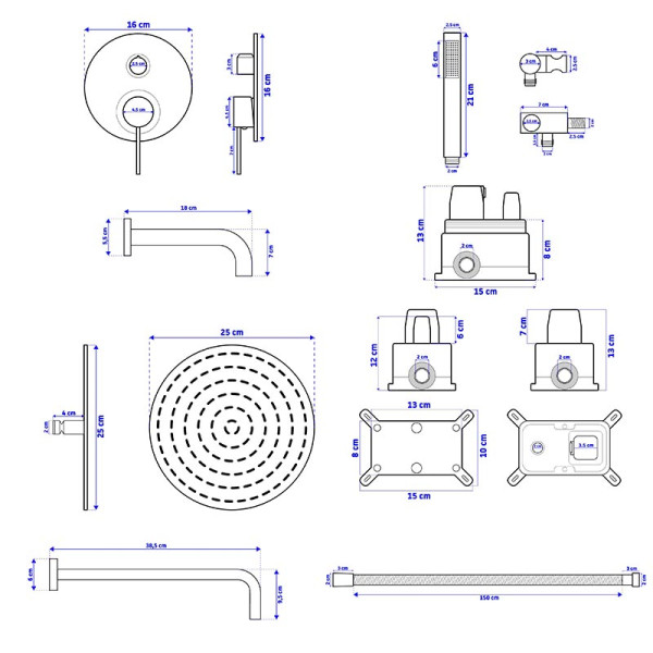 Душевая система для ванны с верхним душем REA Lungo + Box Gold (REA-P4125)