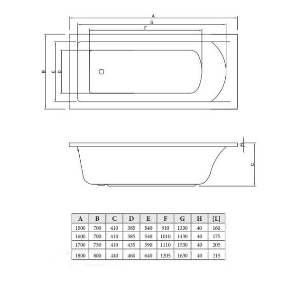 Ванна акриловая C-Bath Selena 160x70 белая (CBQ007002)