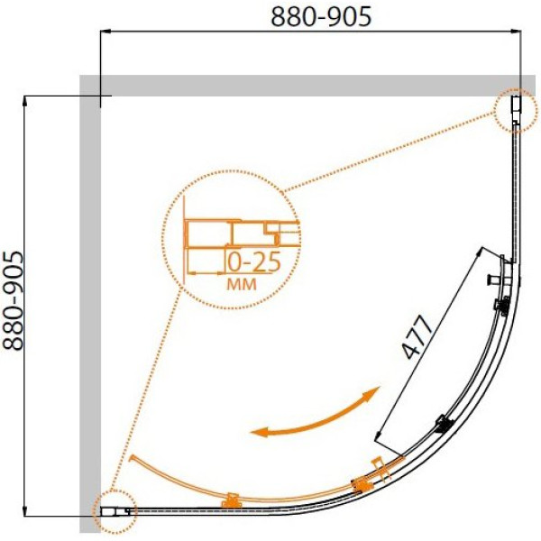 Душевой уголок Cezares Molveno 90x90x195 стекло прозрачное, профиль брашированное золото (MOLVENO-R-1-90-C-BORO-IV)