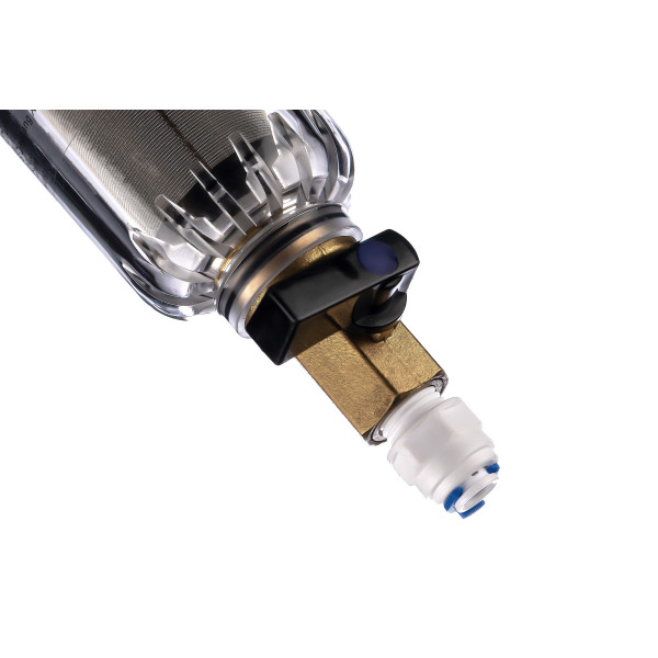 Фильтр самоочищающийся с редуктором Гейзер-Бастион 7508095233 3/4" (прозрачный корпус, со сгонами) (32678)