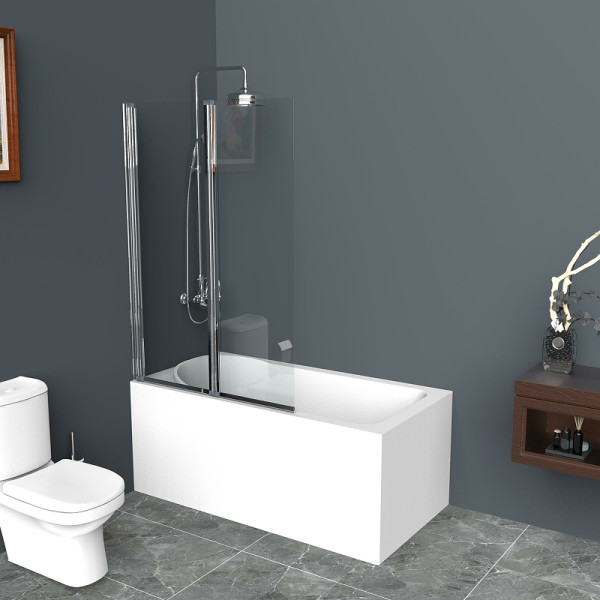 Душевая шторка на ванну BelBagno Uno 120x150 стекло прозрачное, профиль хром (UNO-V-2-120/150-C-Cr)