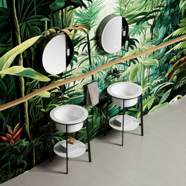 Раковина с консолью Аbber Bequem 50x50x85 белая матовая (AC2130MW)