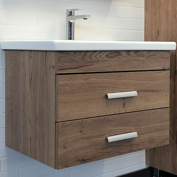 Тумба подвесная с раковиной Comforty Никосия 700x450x550 дуб темный (00-00008855)